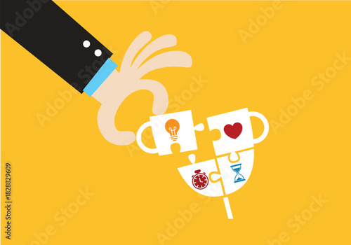 Abstract Jigsaw puzzle Pieces background with white idea pieces,
Vector illustration Creative Mosaic Concept Vector Design