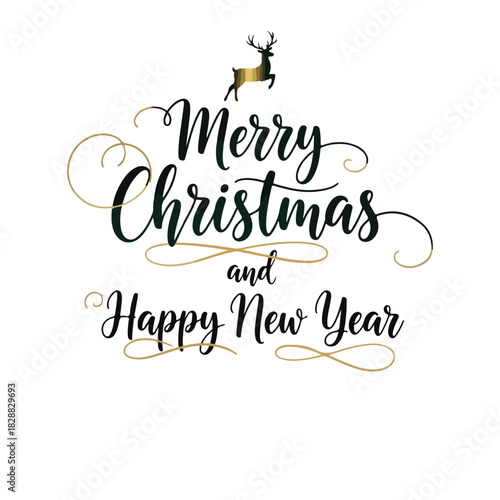 Merry Christmas lettering vector illustration greeting card set with vintage retro font decoration border pattern