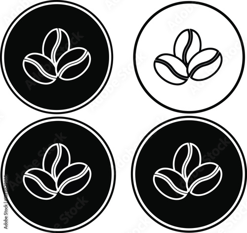Coffee bean icons set simple minimalist vector graphic food beverage breakfast energy drink vector