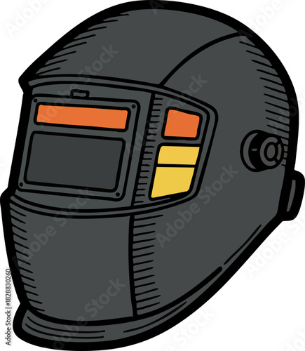 Auto-Darkening Welding Helmet Safety Gear Illustration