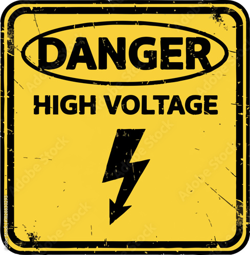 Distressed Danger High Voltage Warning Sign Graphic