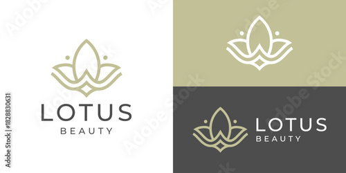 Luxury lotus flower logo template. Lotus beauty logo design vector illustration.