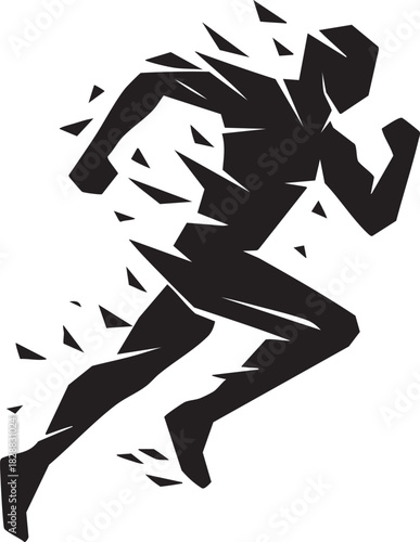 Dynamic Run: A graphic silhouette of a runner in full stride, symbolizing speed, determination, and the transformative power of motion.