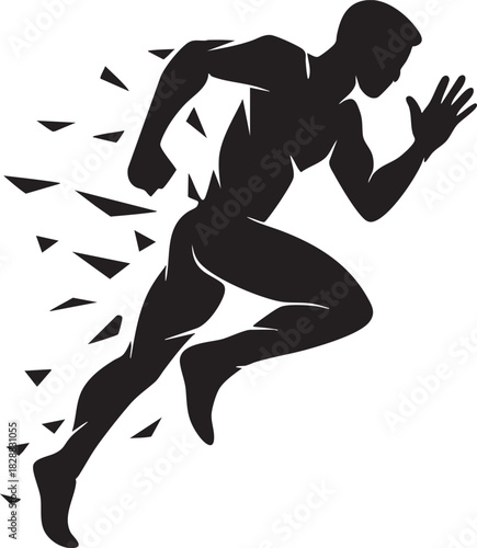 Silhouette of a Sprinter: A dynamic silhouette captures a sprinter in full stride, symbolizing speed, strength, and the pursuit of excellence.