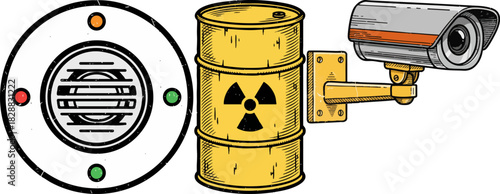 Hand Drawn Industrial Hazard and Security Icons Set