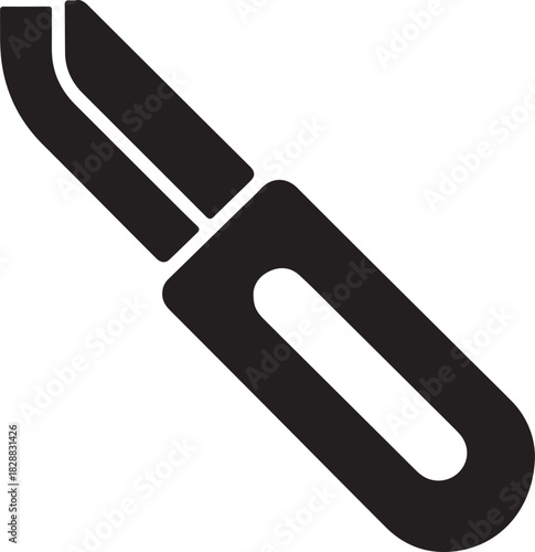 Utility knife vector icon featuring a sharp blade and ergonomic handle for various cutting applications