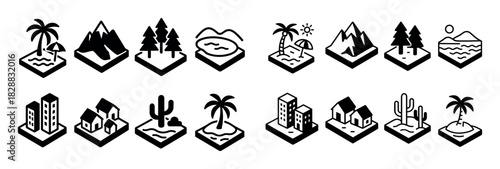 Isometric Summer Vacation Icons