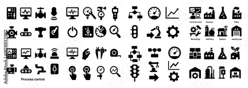 Industrial process control icons set