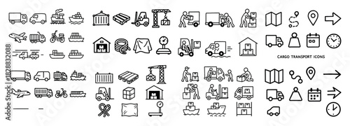 Cargo transport icon set collection