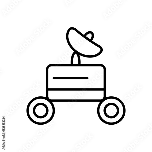 Rover Vehicle Flat Icon: flat icon of a futuristic rover vehicle for planetary surface exploration. Perfect for space, science and technology projects.