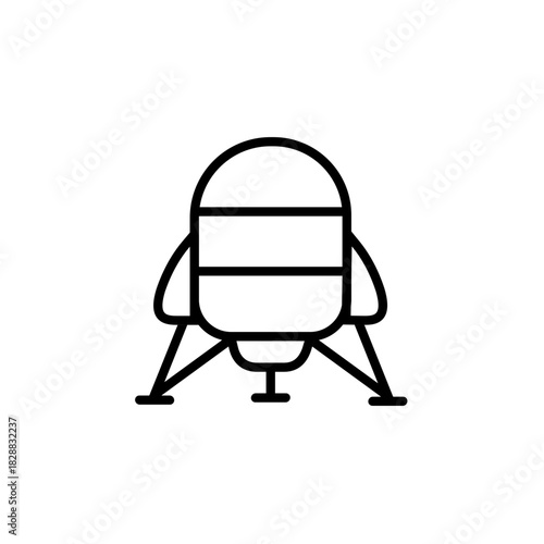 Space Lander Flat Icon: simple icon of a space lander used for planetary missions. Suitable for science, space research and aerospace visuals.