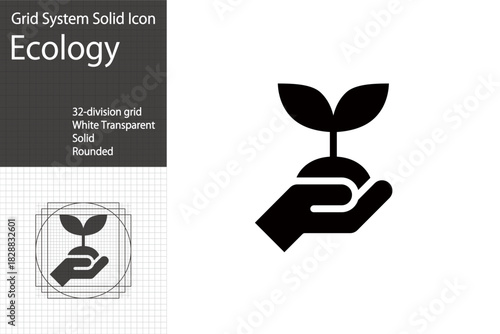 Icons representing environmental protection and ecology, logo mark for tree-planting activities