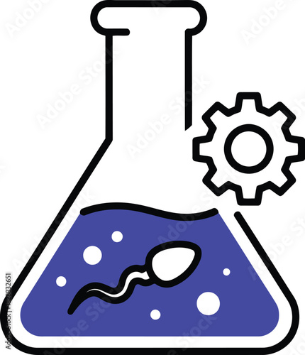 Abstract scientific research and development concept with sperm and gear icon vector