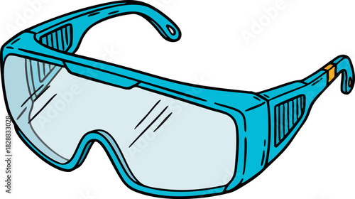 Blue safety goggles industrial protective wear illustration