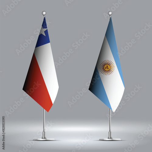 Two Standing Flags Representing Chile vs Argentina with Flags on Bodies 