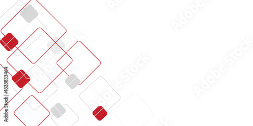 White background with abstract red grey square decoration. Vector illustration for modern presentation background, brochure design, business card background, website slider, landing page