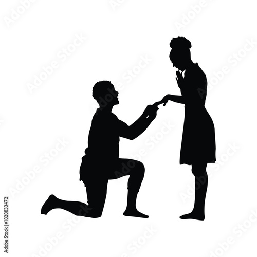 Black Silhouette Man Proposing Woman Vol 12
