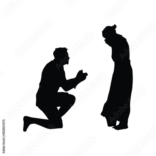 Black Silhouette Man Proposing Woman Vol 11