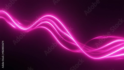ホットピンクのネオンリボンが液体光のようにしなやかに流れ、鋭いルミナスストリークが軌跡を描く映像。
鮮烈な光がダイナミックな動きを強調し、サイバーでモダンなムードを形成。
