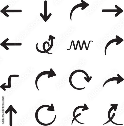 Arrows Collection: A comprehensive compilation of arrow icons showcasing diverse shapes and directions, perfect for design needs.