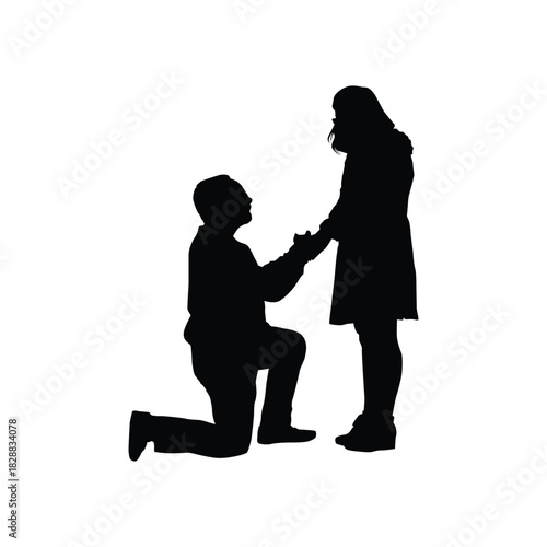 Black Silhouette Man Proposing Woman Vol 10