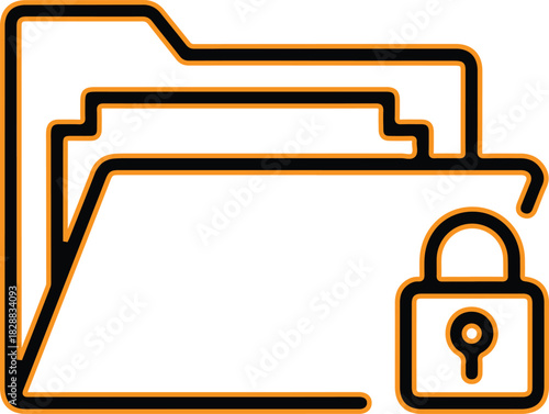 Secure folder icon with padlock symbol