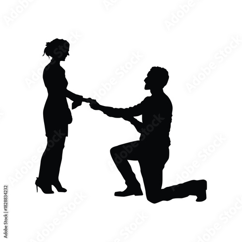 Black Silhouette Man Proposing Woman Vol 08