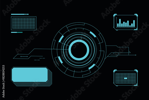 Futuristic Heads-Up Display Interface with Data Elements