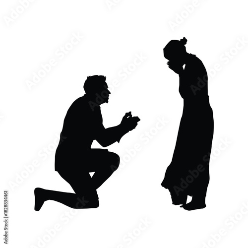 Black Silhouette Man Proposing Woman Vol 07