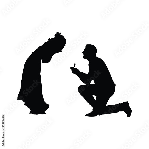 Black Silhouette Man Proposing Woman Vol 06
