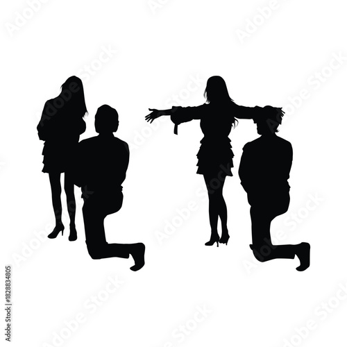 Black Silhouette set Man Proposing Woman Vol 05