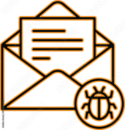 Email security threat with a bug icon