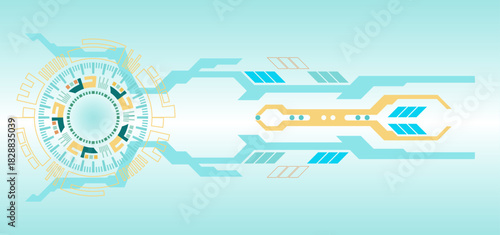 Abstract color vector background on a technological theme is created using many different technical elements. Global network concept.