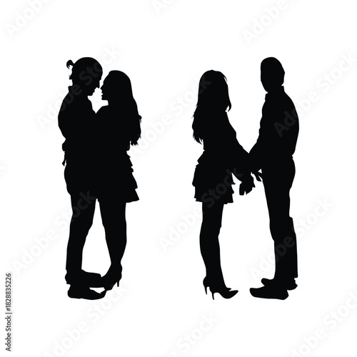 Black Silhouette set Man Proposing Woman Vol 02