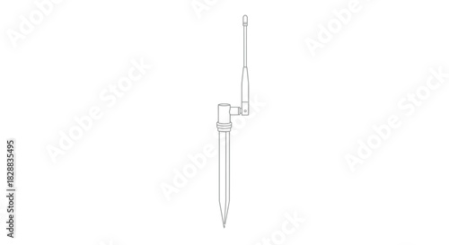 Line drawing of a grounding rod antenna with a spike.