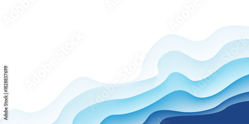 Seamless sea waves layered vector background. Blue ocean waves. Water wave pattern design.