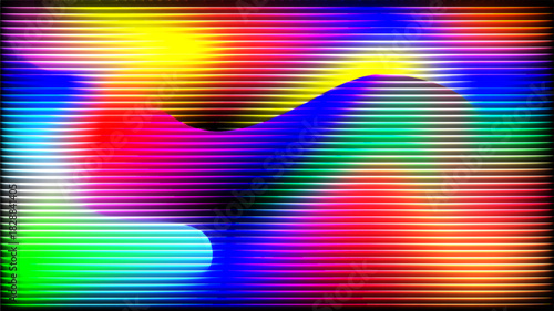 Abstract digital art vibrant horizontal lines forming a distorted human profile.