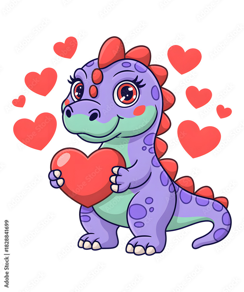 Obraz premium Watercolor Valentine's Day T-Rex Png