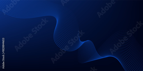Vector Technology blue curve, Modern tech banner, corporate business concept, hi-tech abstract background