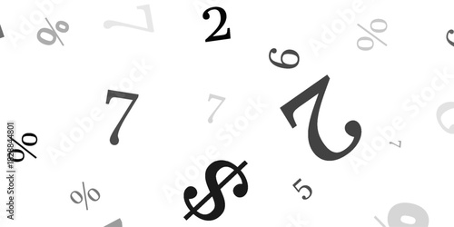 Seamless pattern with abstract letters on white background. Wide banner abstract pattern background. Vector illustration for card, poster, textile fabric print, wrapping, wallpapers, shirt and more