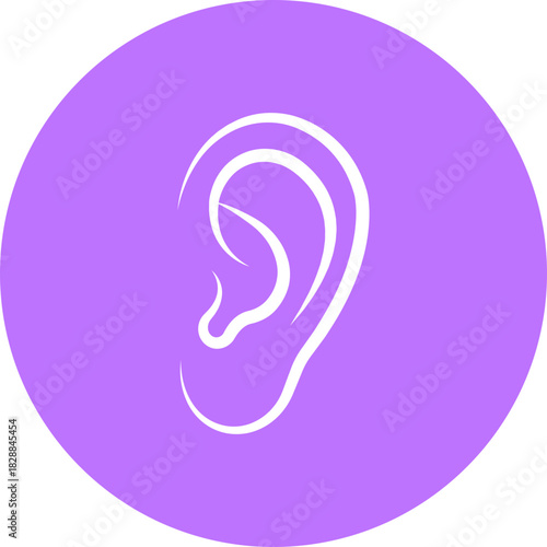 Hearing ear icon in black flat line style, auditory sense symbol illustration pack of sound listening signs, outline ear graphic bundle for sensory perception elements
