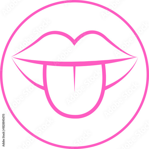 Taste mouth tongue icon lip tongue outline symbol pack, flavor sense illustration bundle, taste organ graphic kit, line and flat style black vector drawing assortment
