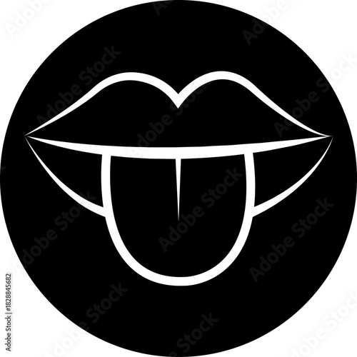 Taste mouth tongue icon lip tongue outline symbol pack, flavor sense illustration bundle, taste organ graphic kit, line and flat style black vector drawing assortment