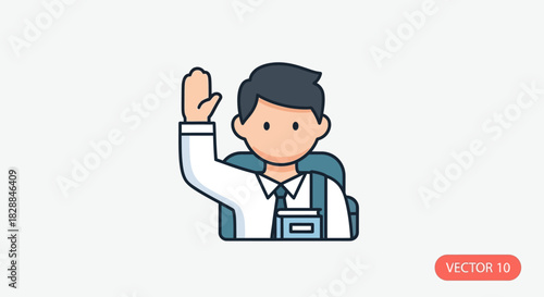 Cartoon doctor character with stethoscope and necktie vector illustration for confident business people superhero icon set