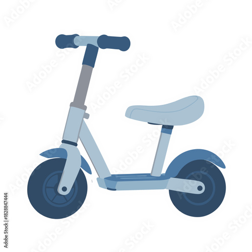 Light Blue Two Wheeled Scooter with Handlebars and Seat on Black Background