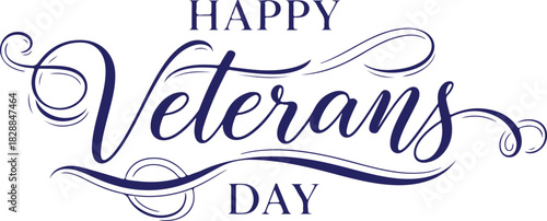 Vector art of happy veterans day calligraphic text design 
