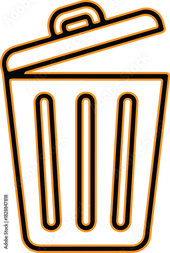 Simple trash can icon with open lid outline