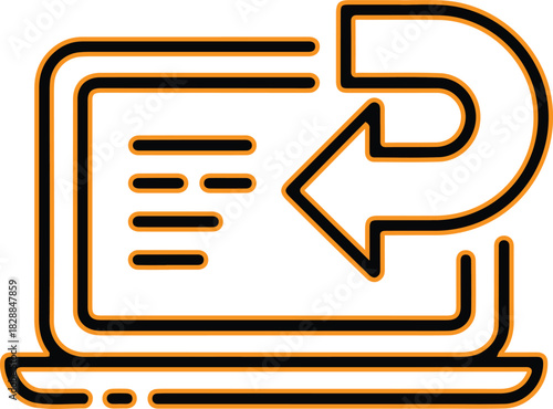 Laptop screen with a return arrow symbol