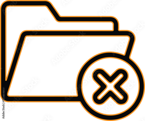 Folder with delete or cancel icon symbol