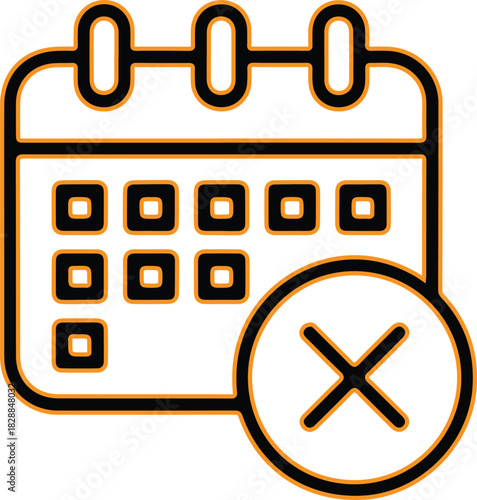 Calendar with a red cross symbol indicating cancellation